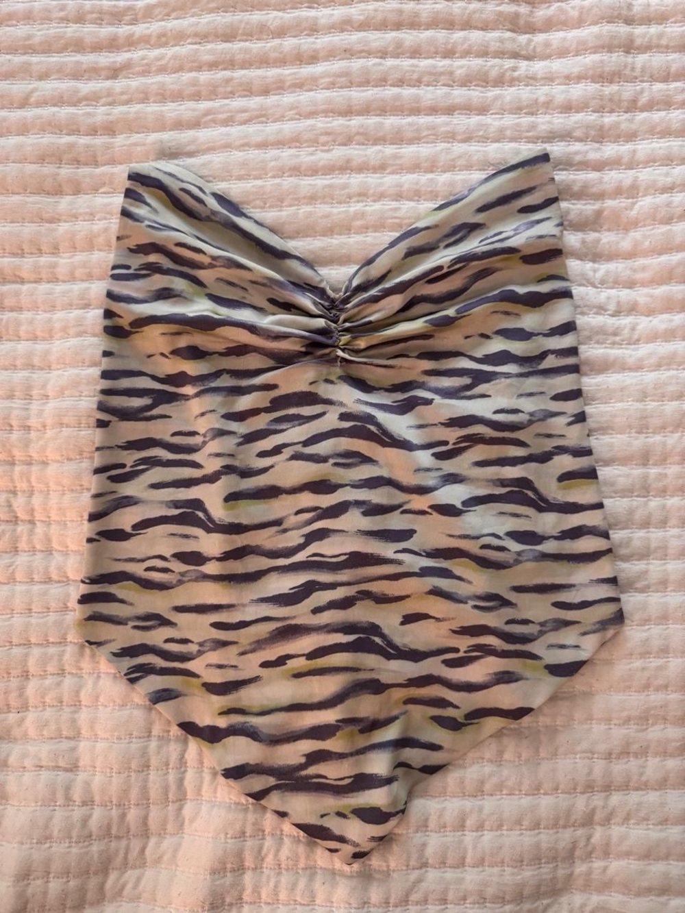 Multicolor zebra print satin hankerchief bandeau top- Size M